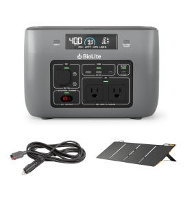 Комплект Зарядно устройство Biolite BaseCharge 600 + Соларен панел BioLite Solarpanel 100 + Кабел BioLite 12V Car Charging 10 FT